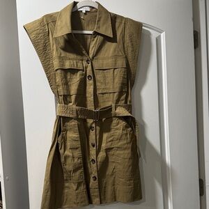 ALC Sleeveless Khaki Button-Down Dress
